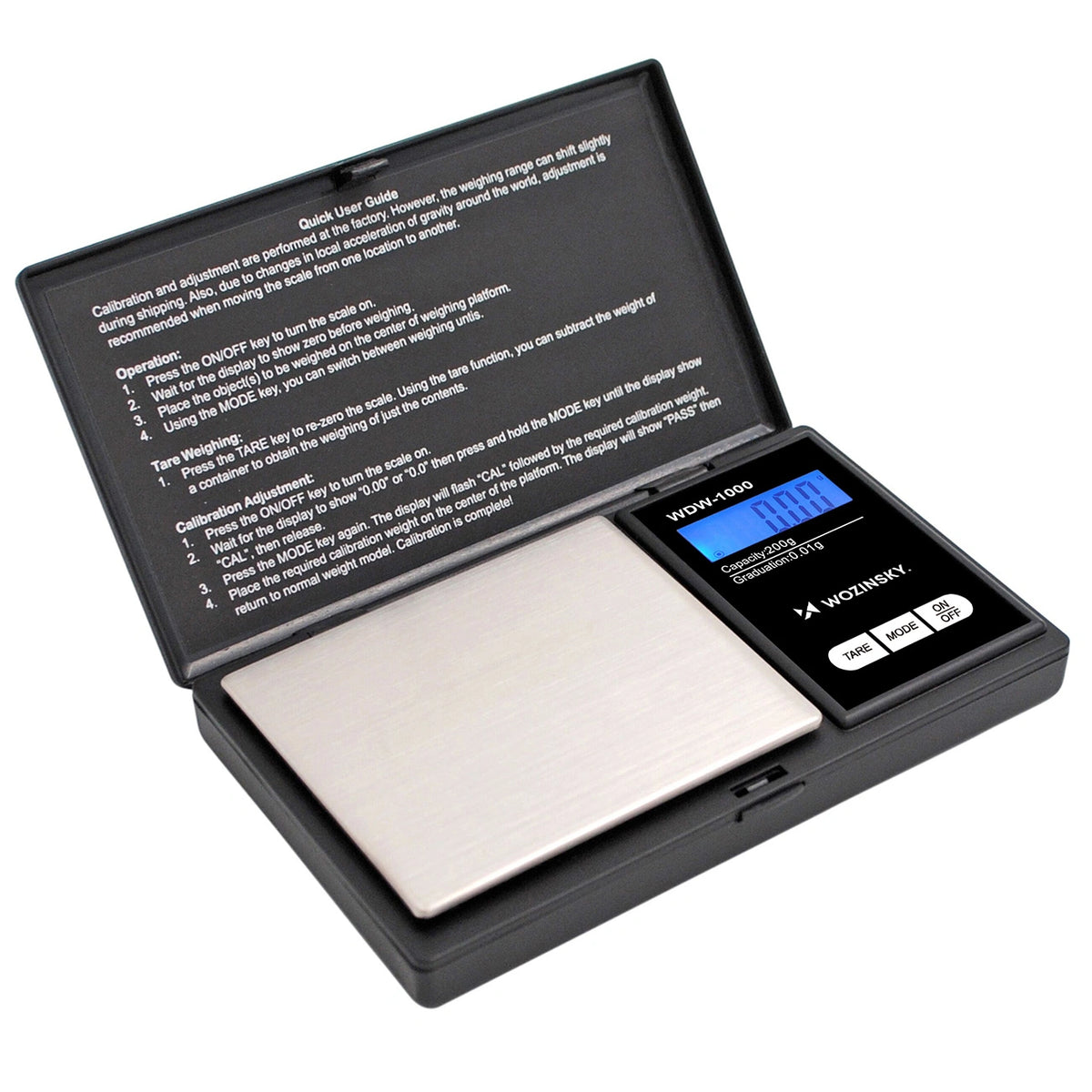 Waga jubilerska Wozinsky WDW-1000 200g 0,01g precyzyjna - czarna – zdjęcie 3