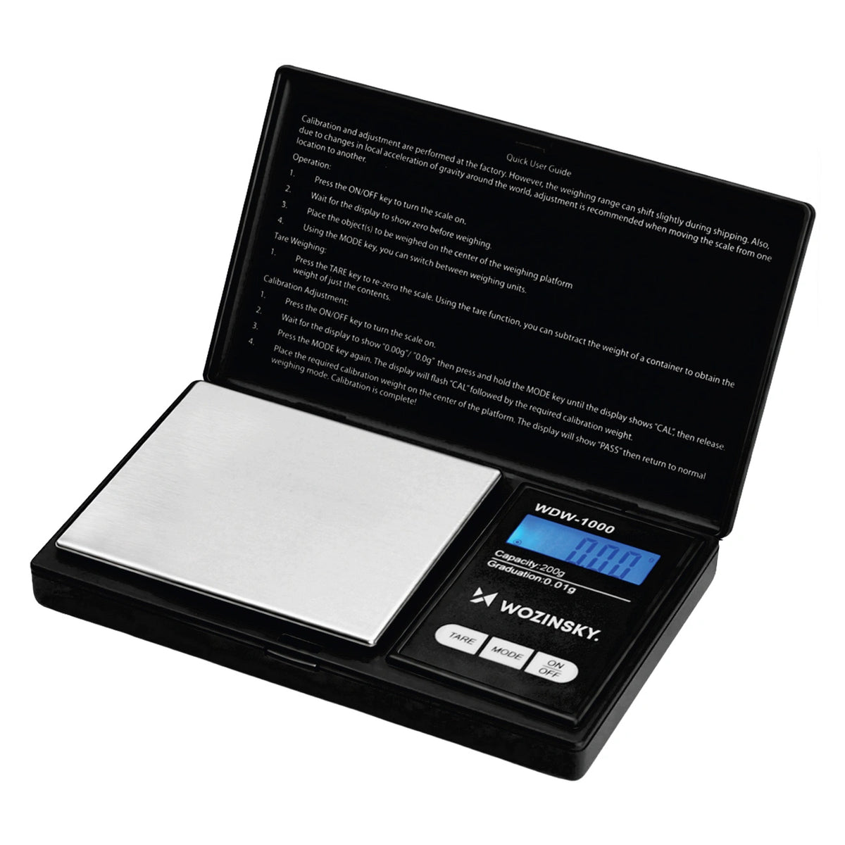 Waga jubilerska Wozinsky WDW-1000 200g 0,01g precyzyjna - czarna