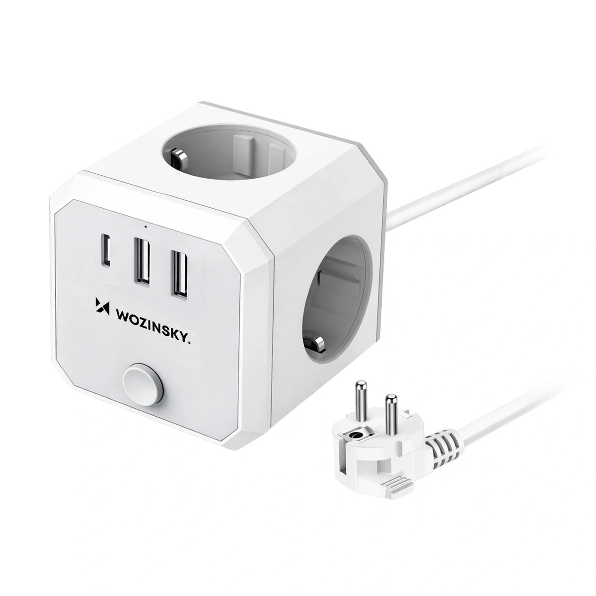 Kostka zasilająca Wozinsky WKZ-3B 4x AC 2x USB-A 1x USB-C 4000 W z - biała
