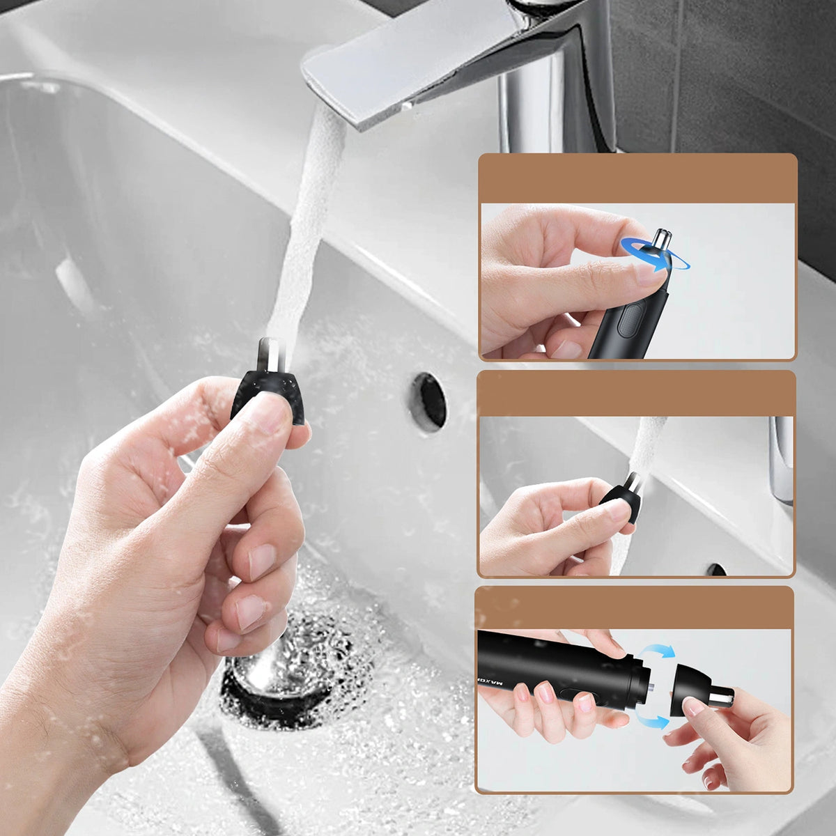 Trymer MAXGROOM GT2220A do nosa uszu i brwi - czarny – zdjęcie 9