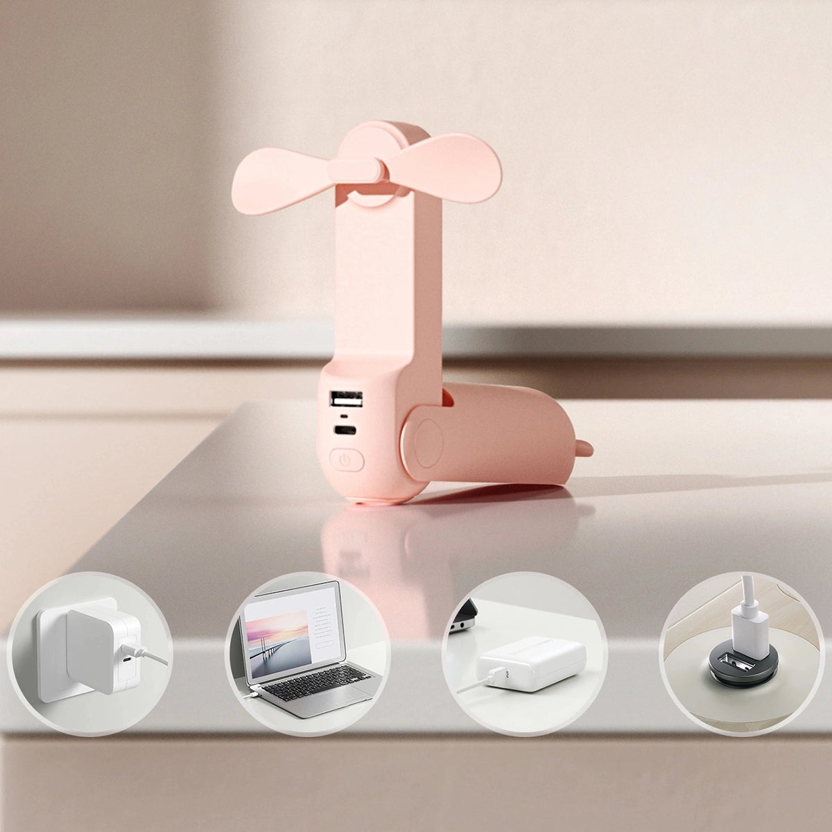 Mini wentylator Jisulife Handheld Fan Life8 Plus przenośny - różowy – zdjęcie 9