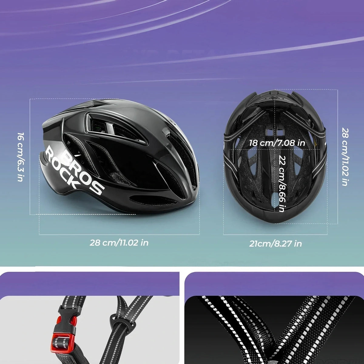 Kask rowerowy Rockbros TS-42 lekki 58-62 cm - czarny – zdjęcie 2