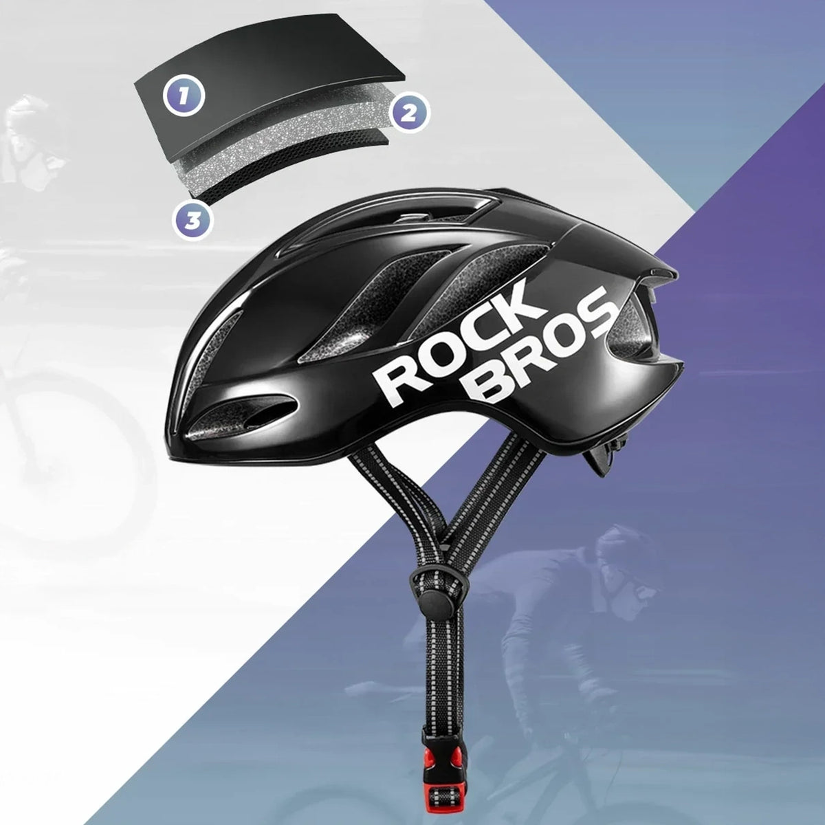 Kask rowerowy Rockbros TS-42 lekki 58-62 cm - czarny – zdjęcie 3