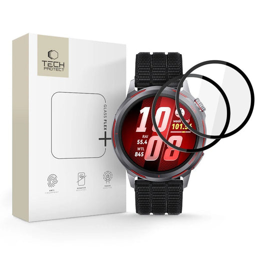 Szkło hybrydowe Tech-Protect Glass na Huawei Watch GT Runner 2 - czarne