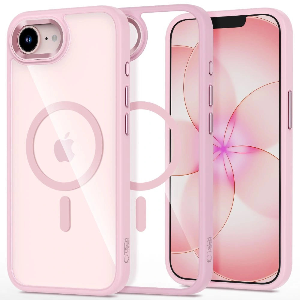 Etui Tech-Protect Magmat MagSafe na iPhone 16e / 17e - przezroczysto-różowe