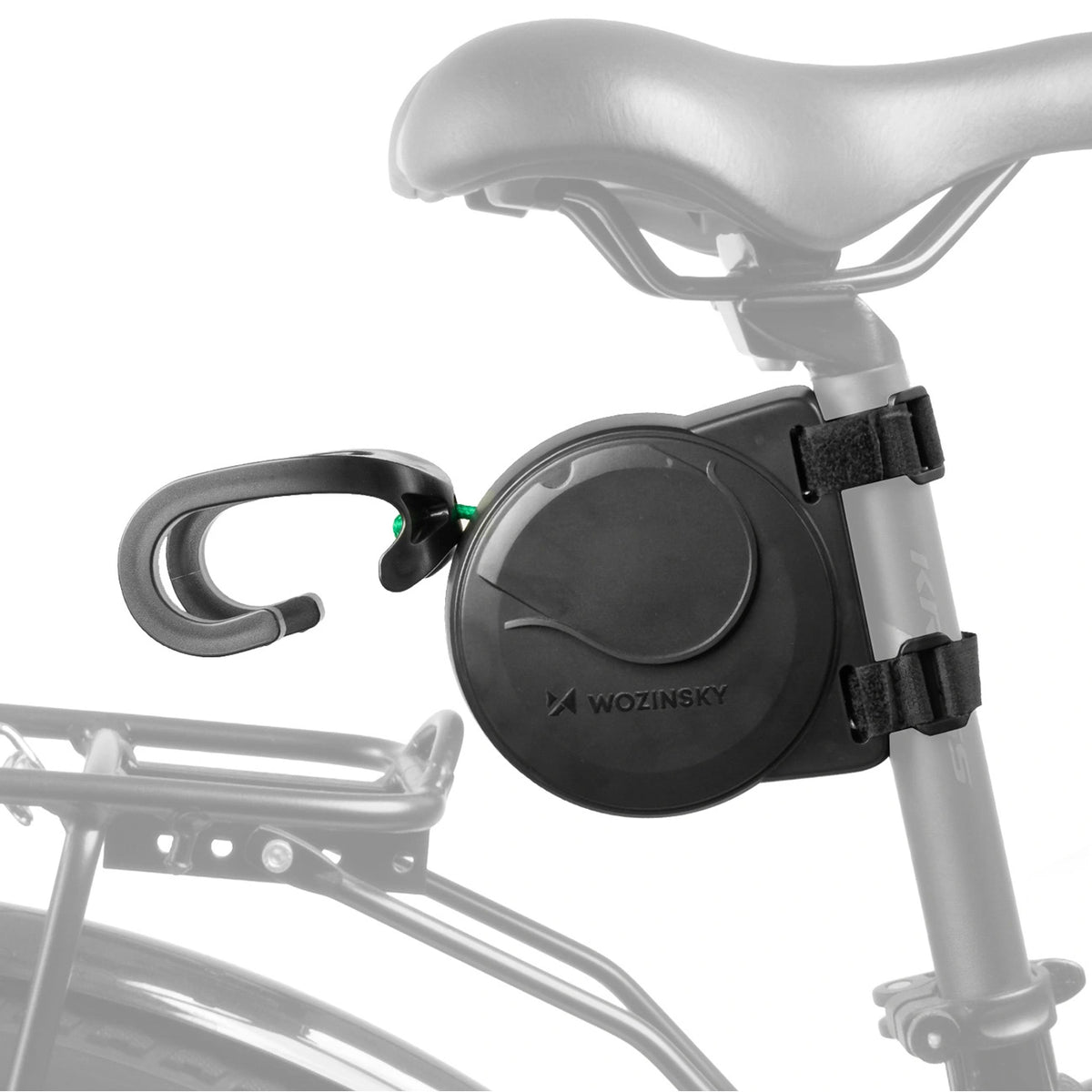 Linka holownicza do roweru dziecięcego 2.6 m samozwijalna - czarna – zdjęcie 2