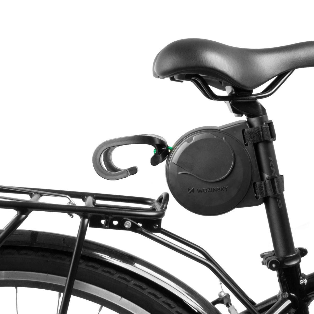 Linka holownicza do roweru dziecięcego 2.6 m samozwijalna - czarna – zdjęcie 3