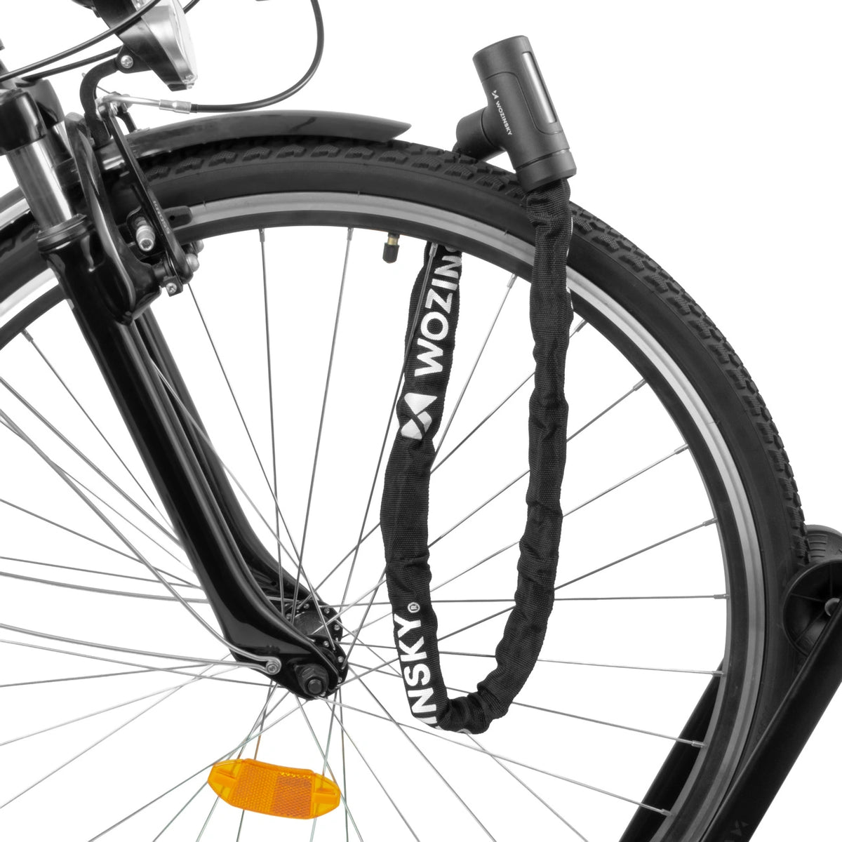 Zapięcie rowerowe Wozinsky WZR-K2 łańcuchowe na klucz - czarne – zdjęcie 3