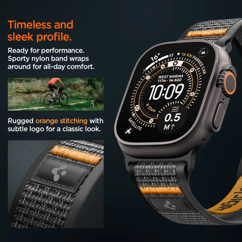 Pasek Spigen na Apple Watch (44 / 45 / 46 / 49 mm) - czarno-pomarańczowy – zdjęcie 8