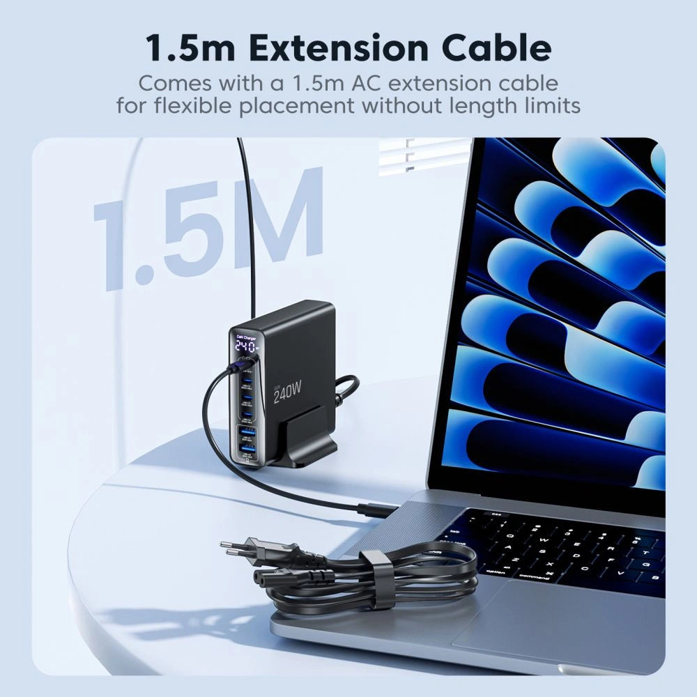 Stacja ładująca Tech-Protect DC240W-GaN 6 portów 4 x USB-C 2 x - czarna – zdjęcie 9