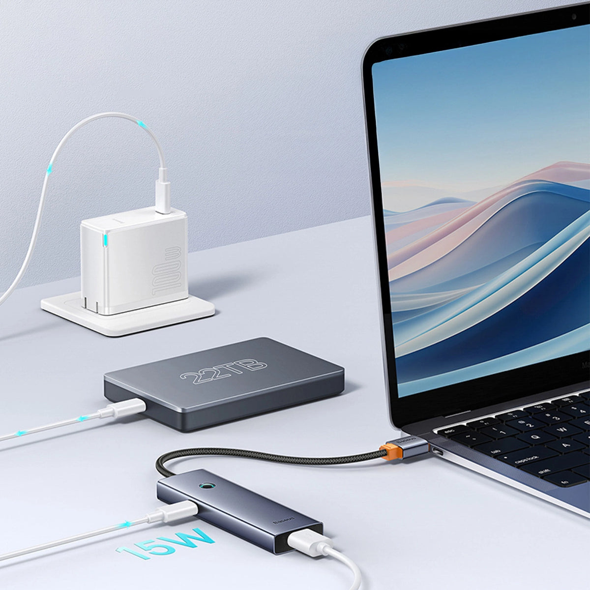 Hub USB-A Baseus UltraJoy Series 4xUSB-A 3.0 1xUSB-C 5V - szary – zdjęcie 13