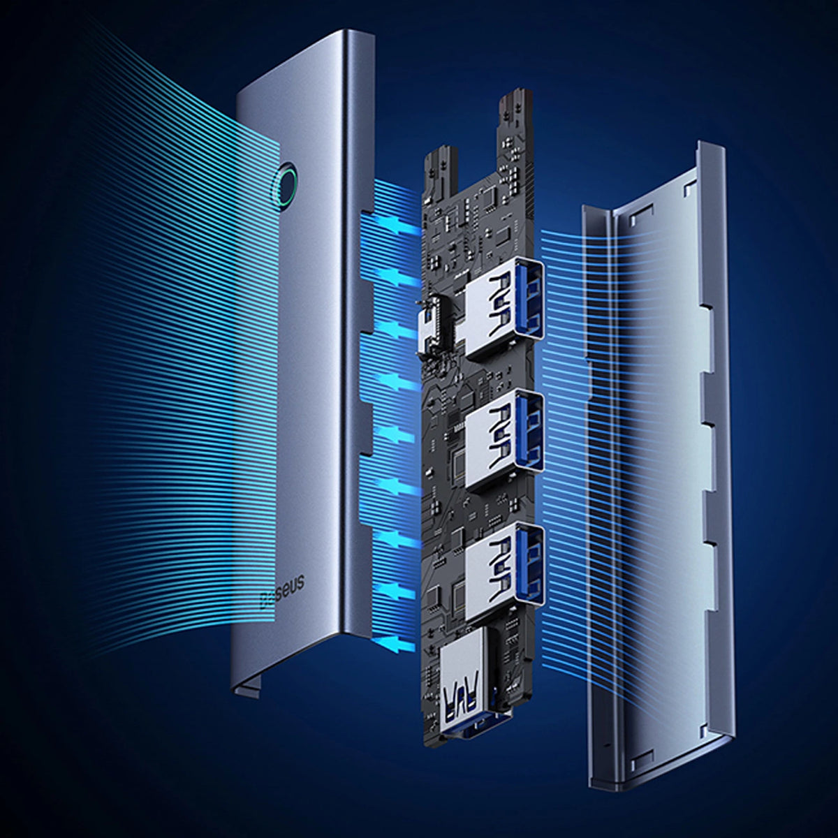 Hub USB-A Baseus UltraJoy Series 4xUSB-A 3.0 1xUSB-C 5V - szary – zdjęcie 14