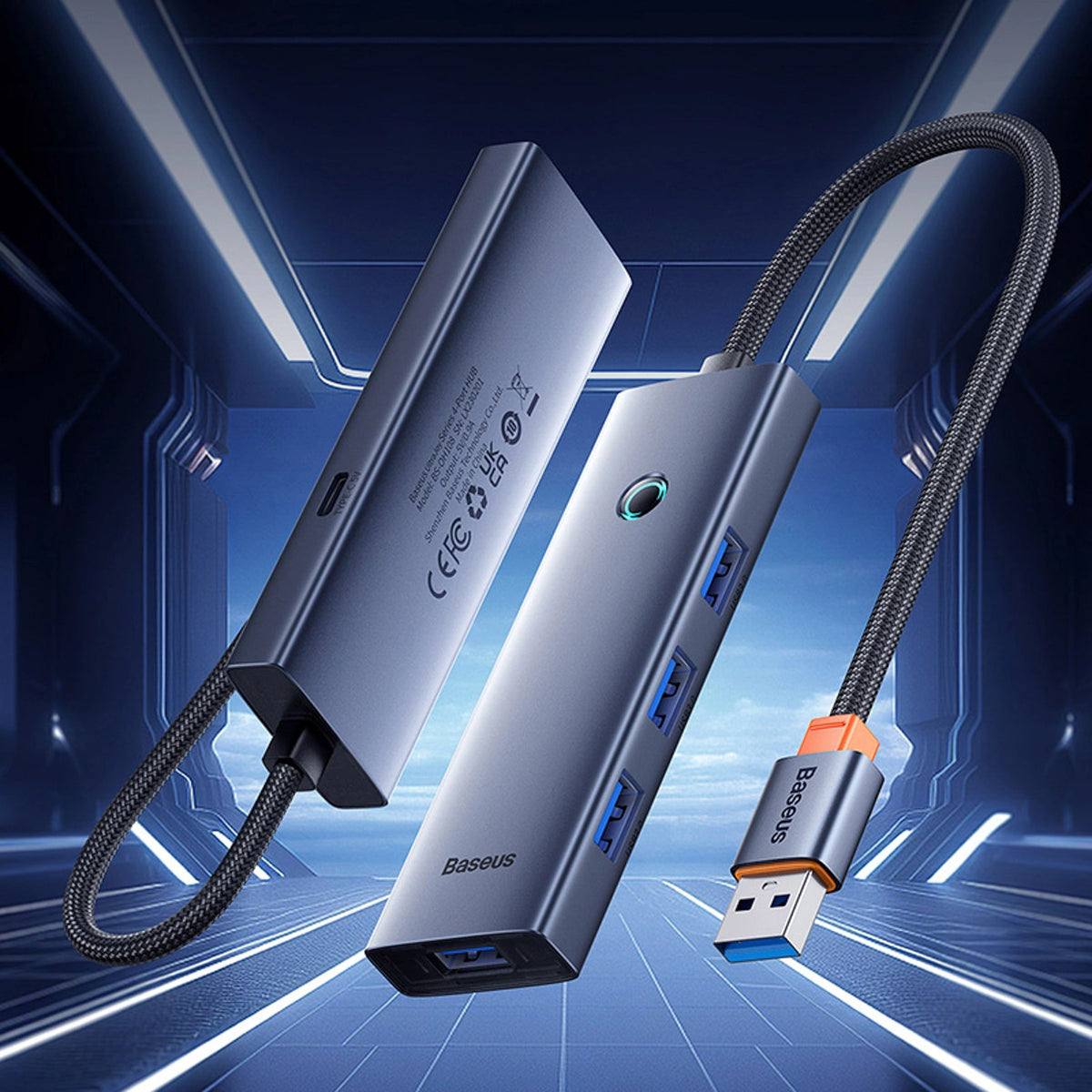 Hub USB-A Baseus UltraJoy Series 4xUSB-A 3.0 1xUSB-C 5V - szary – zdjęcie 8