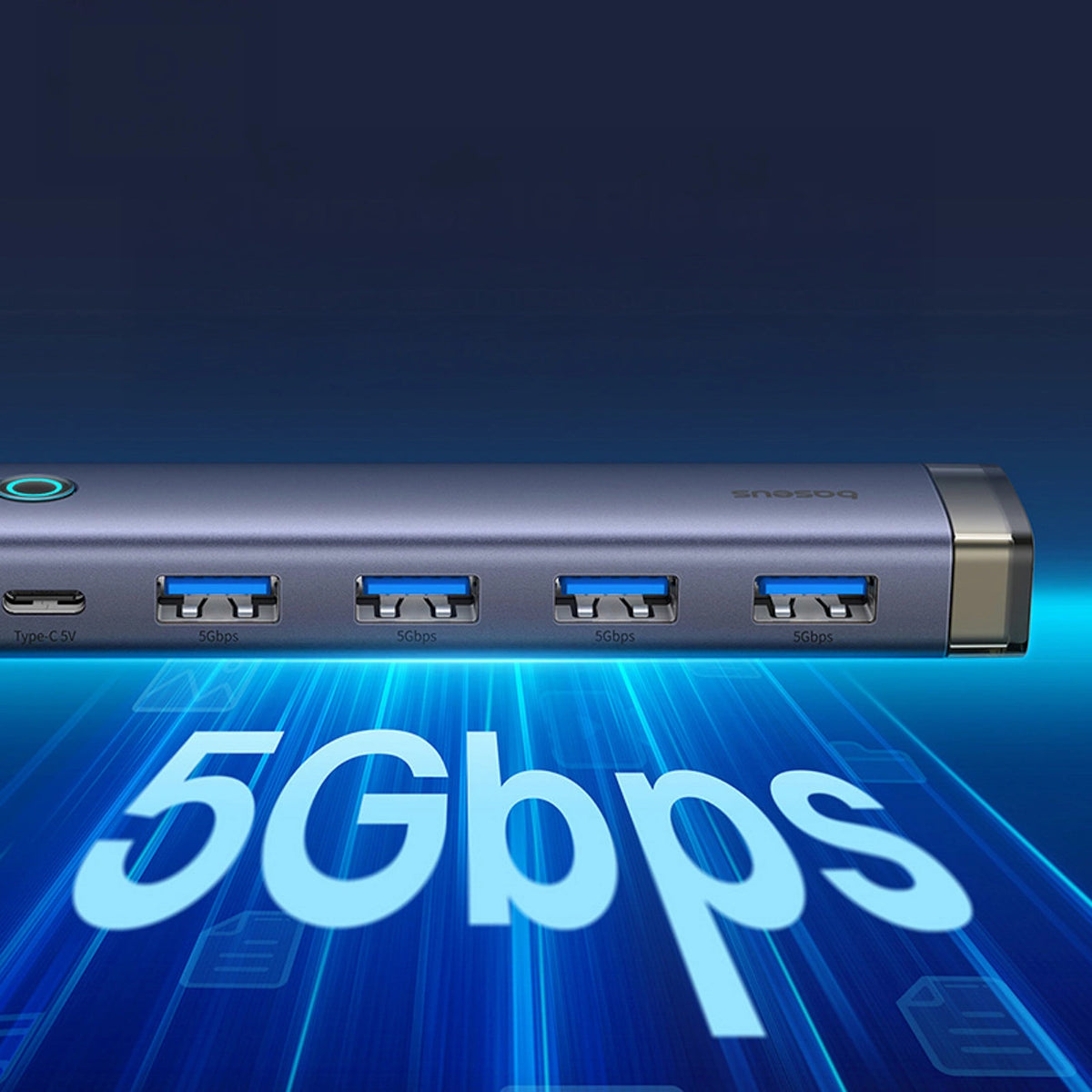 Hub USB-A/USB-C Baseus UltraJoy Series 4xUSB-A 3.0 1xUSB-C 5V - szary – zdjęcie 10