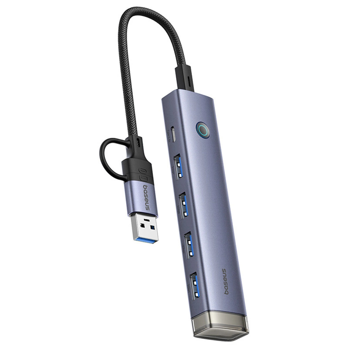 Hub USB-A/USB-C Baseus UltraJoy Series 4xUSB-A 3.0 1xUSB-C 5V - szary – zdjęcie 3