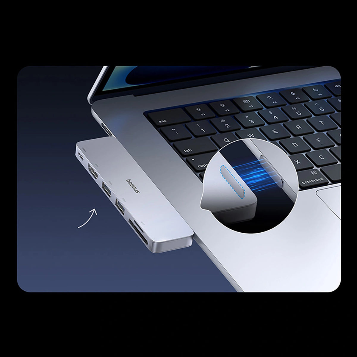 Hub USB Baseus UltraJoy Series 6w1 USB-C 40 Gb/s USB 3.0 HDMI 4K z - szary – zdjęcie 7