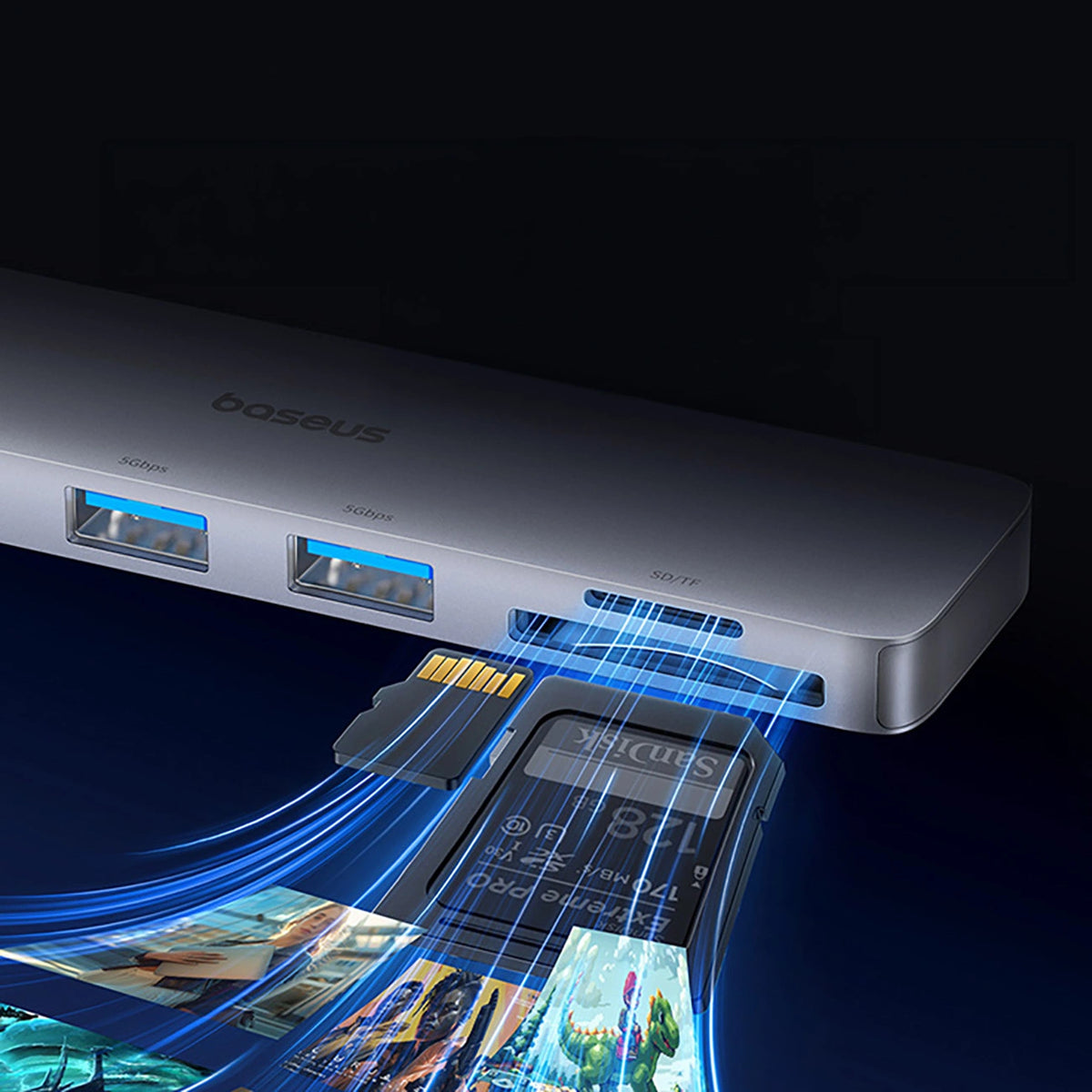 Hub USB Baseus UltraJoy Series 6w1 USB-C 40 Gb/s USB 3.0 HDMI 4K z - szary – zdjęcie 8