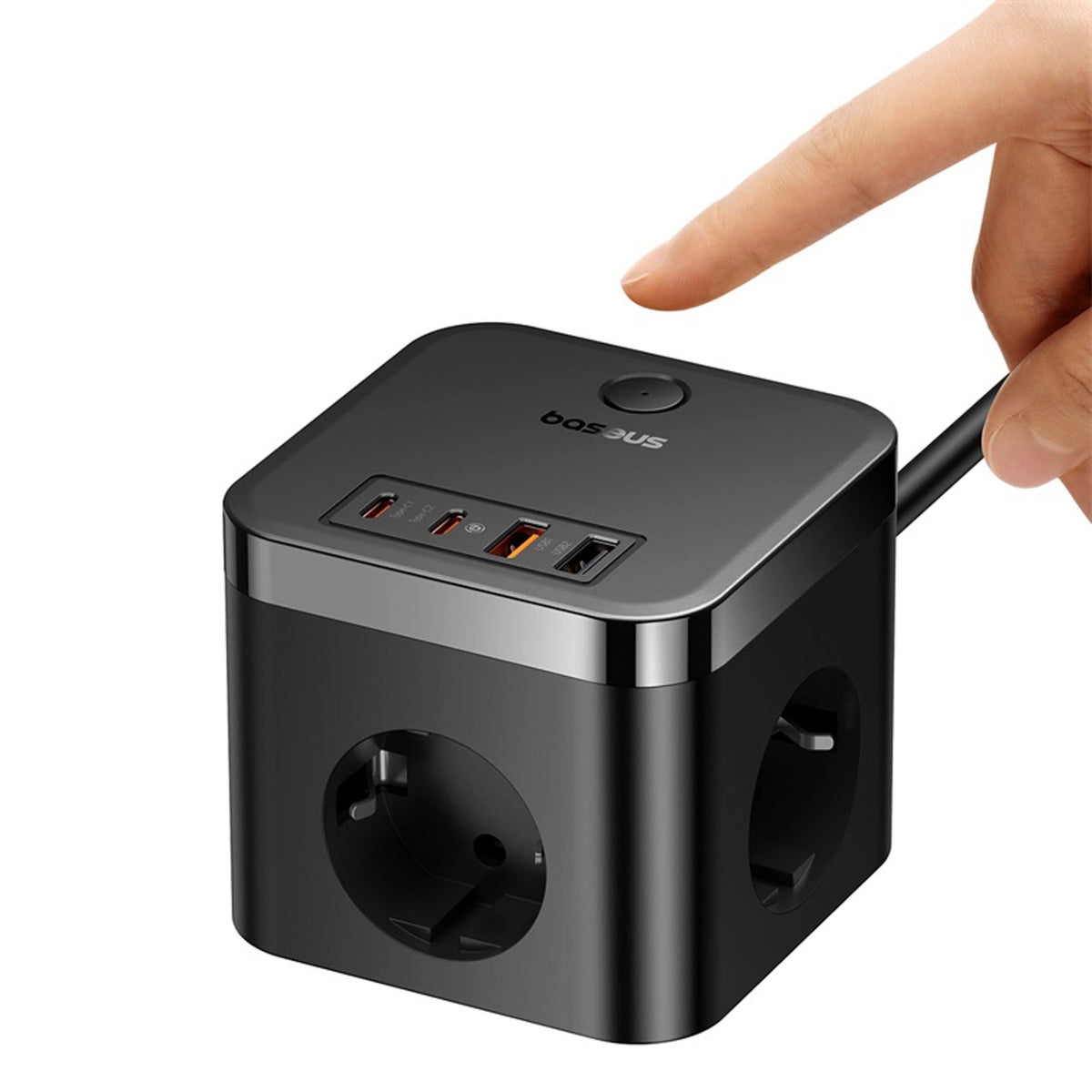 Listwa zasilająca Baseus PowerCombo Cube 30W 3xAC 2xUSB-A 2xUSB-C - czarny – zdjęcie 4