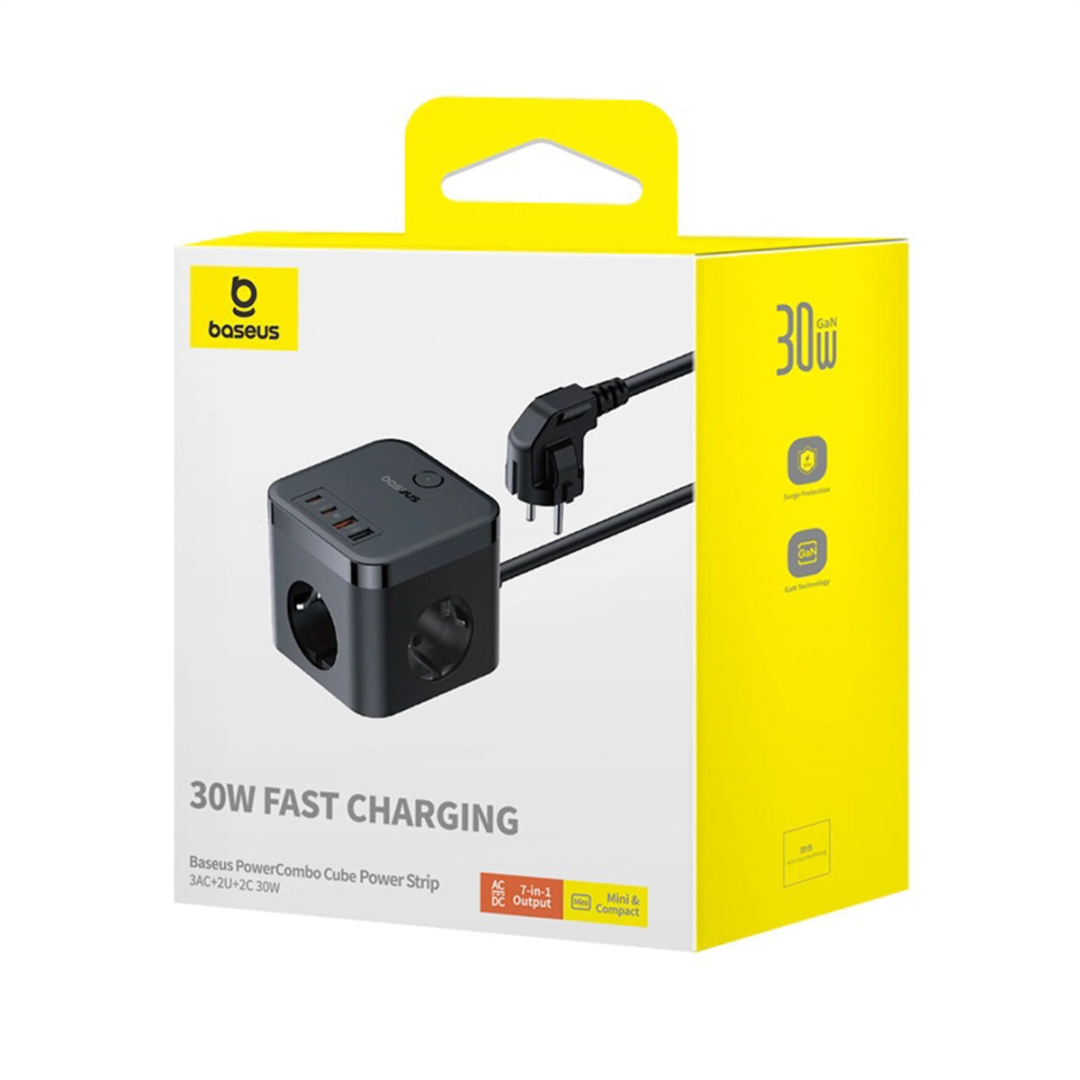 Listwa zasilająca Baseus PowerCombo Cube 30W 3xAC 2xUSB-A 2xUSB-C - czarny – zdjęcie 5