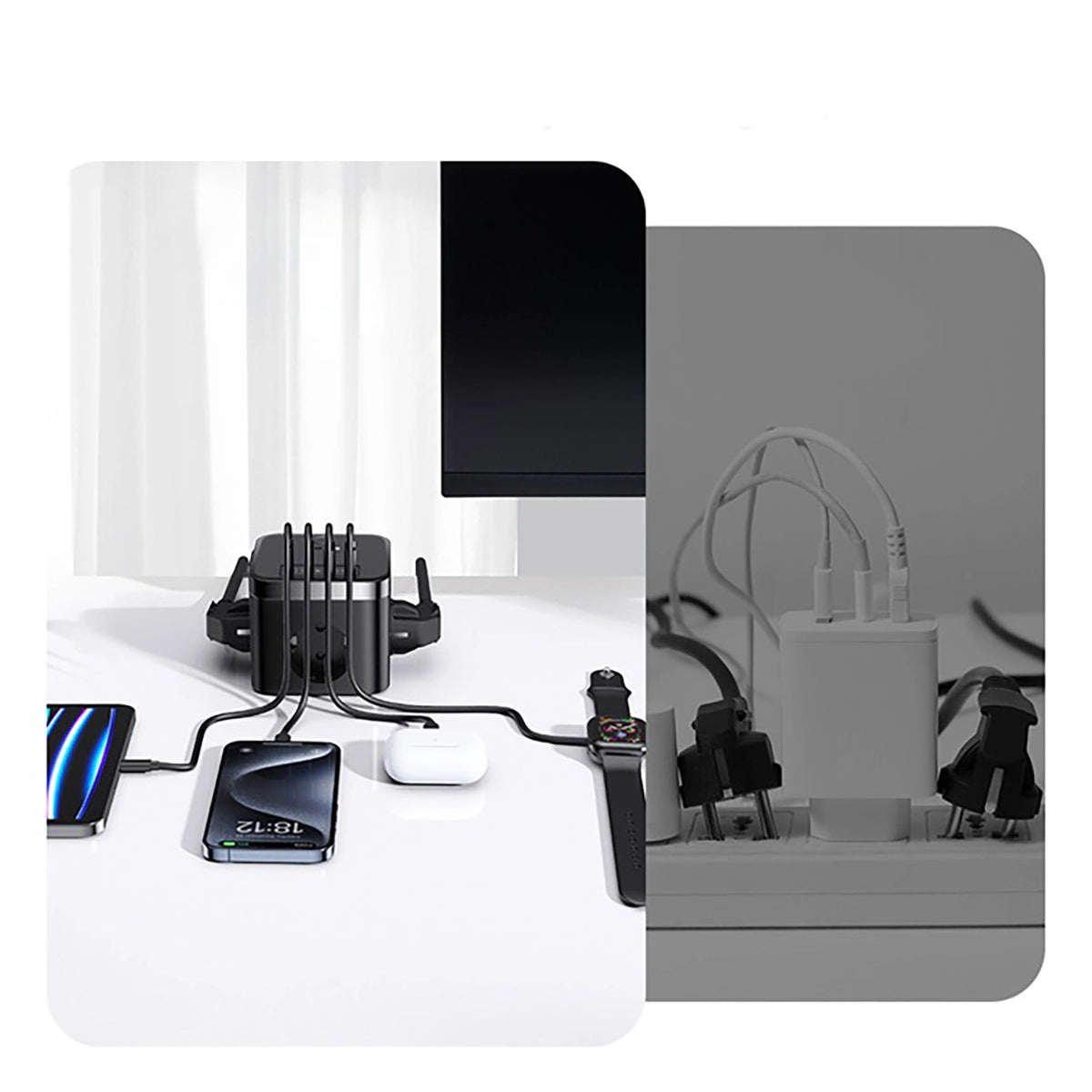 Listwa zasilająca Baseus PowerCombo Cube 30W 3xAC 2xUSB-A 2xUSB-C - czarny – zdjęcie 9