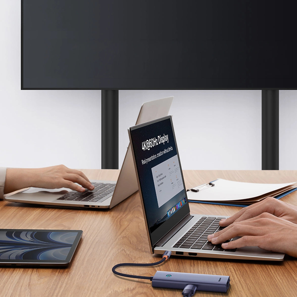 Hub USB Baseus UltraJoy Series 5w1 USB-C HDMI 4K 4x USB-A 3.0 - szary – zdjęcie 8