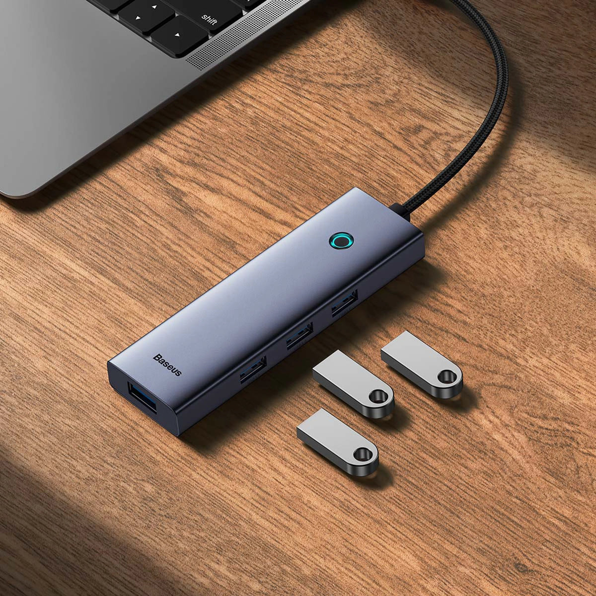 Hub USB Baseus UltraJoy Series 5w1 USB-C HDMI 4K 4x USB-A 3.0 - szary – zdjęcie 11