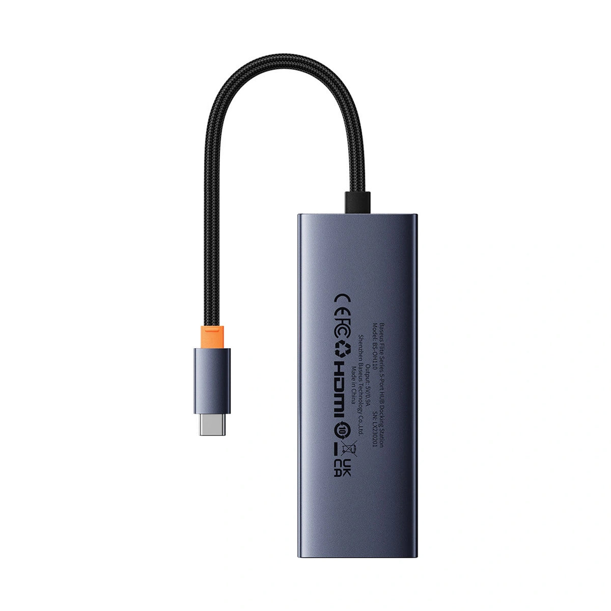 Hub USB Baseus UltraJoy Series 5w1 USB-C HDMI 4K 4x USB-A 3.0 - szary – zdjęcie 2