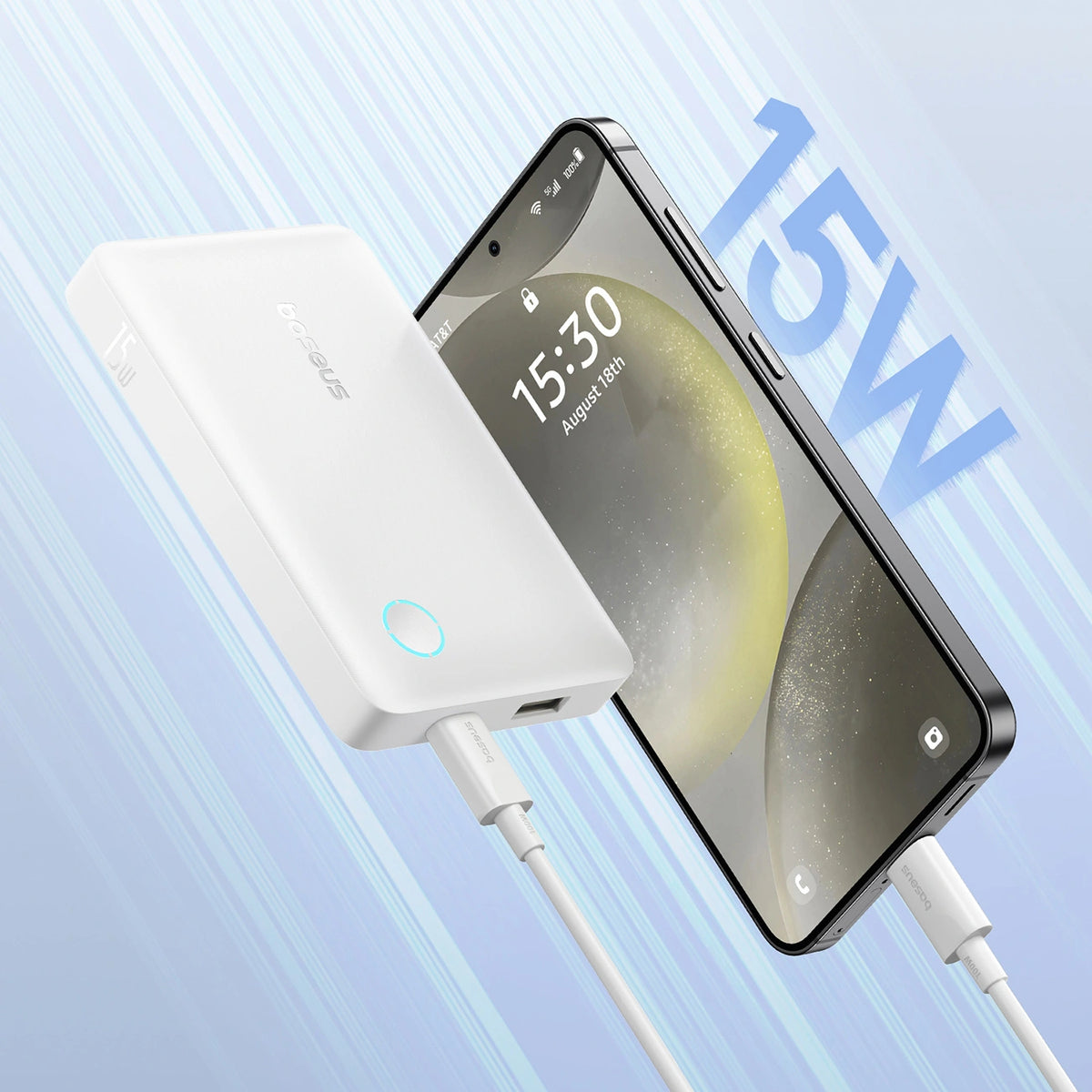 Powerbank Baseus EnerFill FP11 10000mAh 15W z białym kablem USB-C - biały – zdjęcie 13