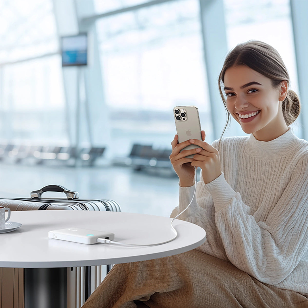 Powerbank Baseus EnerFill FP11 10000mAh 15W z białym kablem USB-C - biały – zdjęcie 16