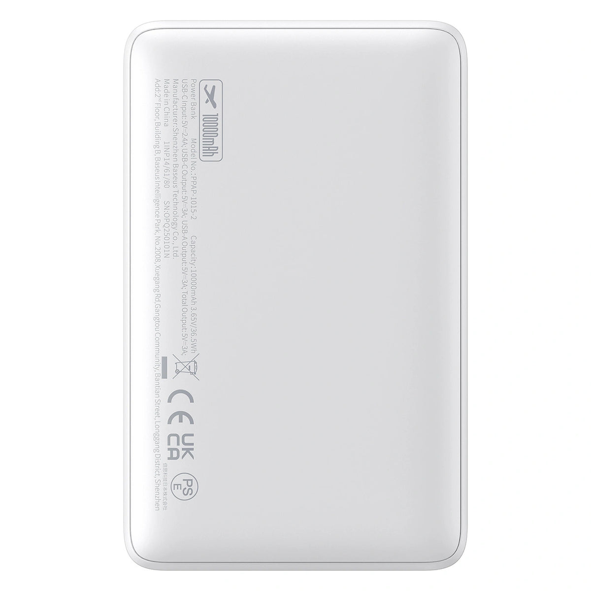 Powerbank Baseus EnerFill FP11 10000mAh 15W z białym kablem USB-C - biały – zdjęcie 6