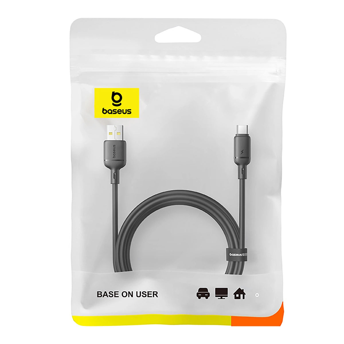 Kabel Baseus Silky 3A USB-A - USB-C 1m - czarny – zdjęcie 2