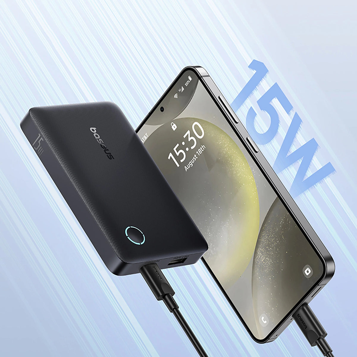 Powerbank Baseus EnerFill FP11 10000mAh 15W (z czarnym kablem - czarny