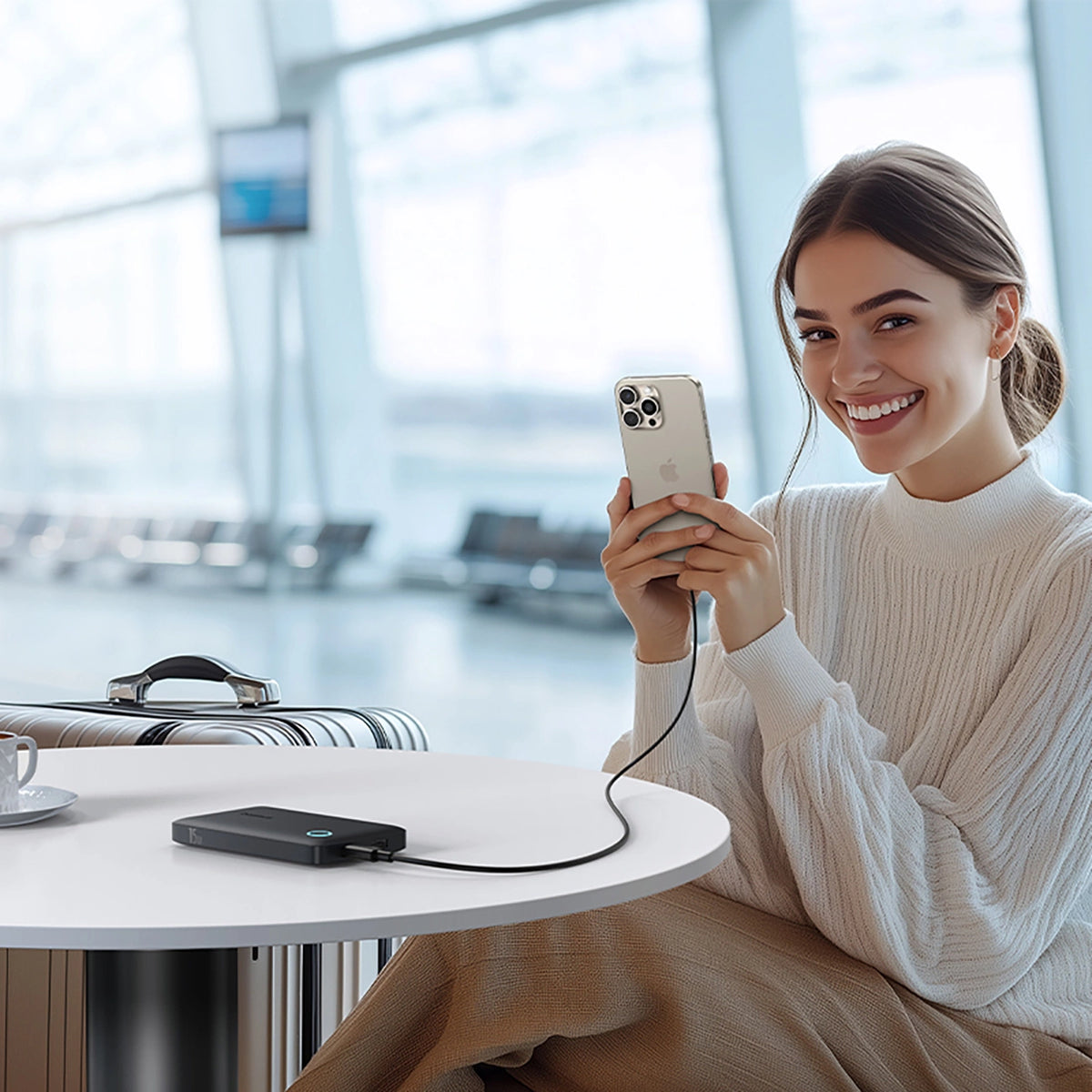 Powerbank Baseus EnerFill FP11 10000mAh 15W (z czarnym kablem - czarny