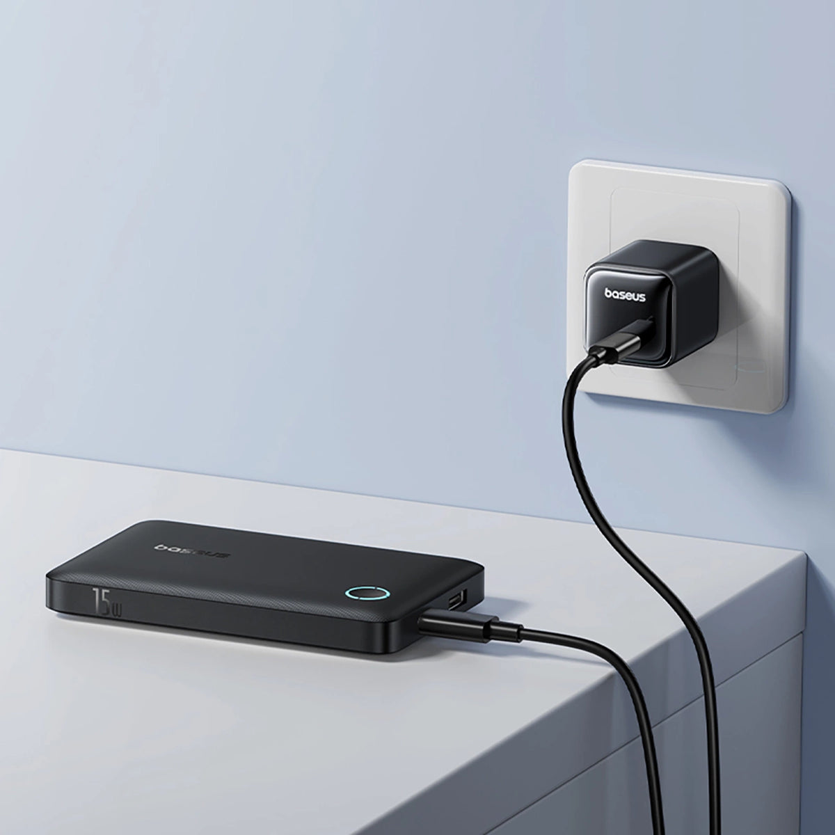 Powerbank Baseus EnerFill FP11 10000mAh 15W (z czarnym kablem - czarny