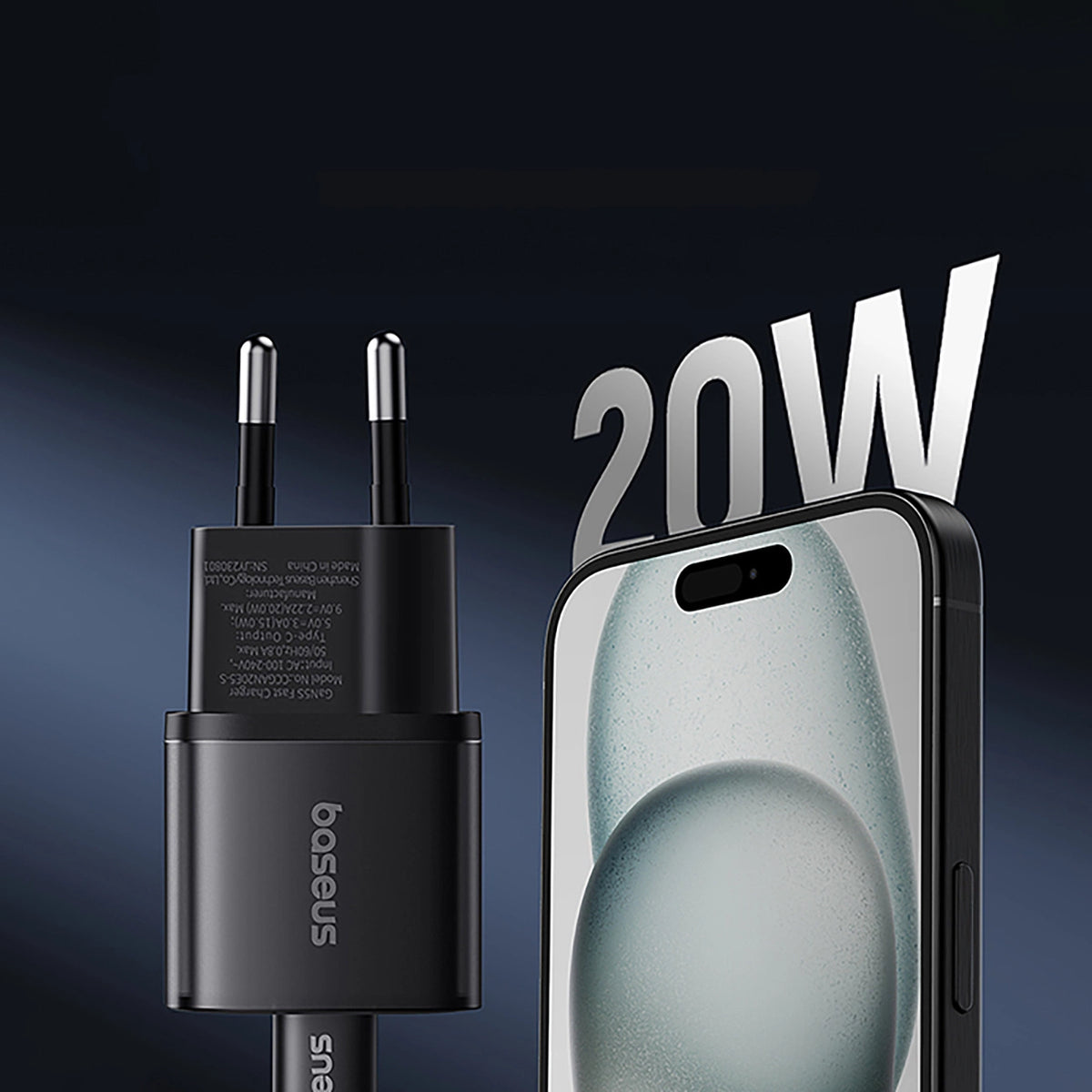 Ładowarka sieciowa Baseus GaN5S 20W 1xUSB-C - czarna – zdjęcie 9