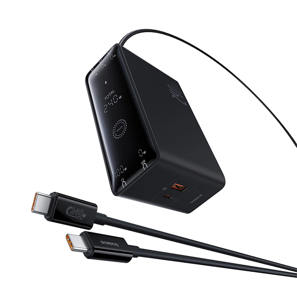 Ładowarka sieciowa Baseus Digital GaN 3xUSB-C 1xUSB-A 240W z - czarna