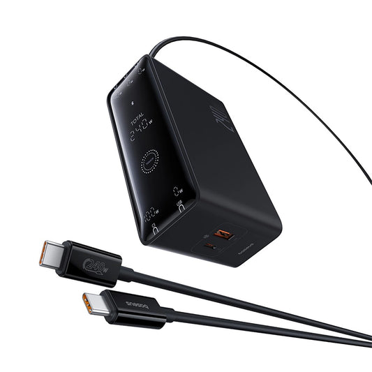 Ładowarka sieciowa Baseus Digital GaN 3xUSB-C 1xUSB-A 240W z - czarna