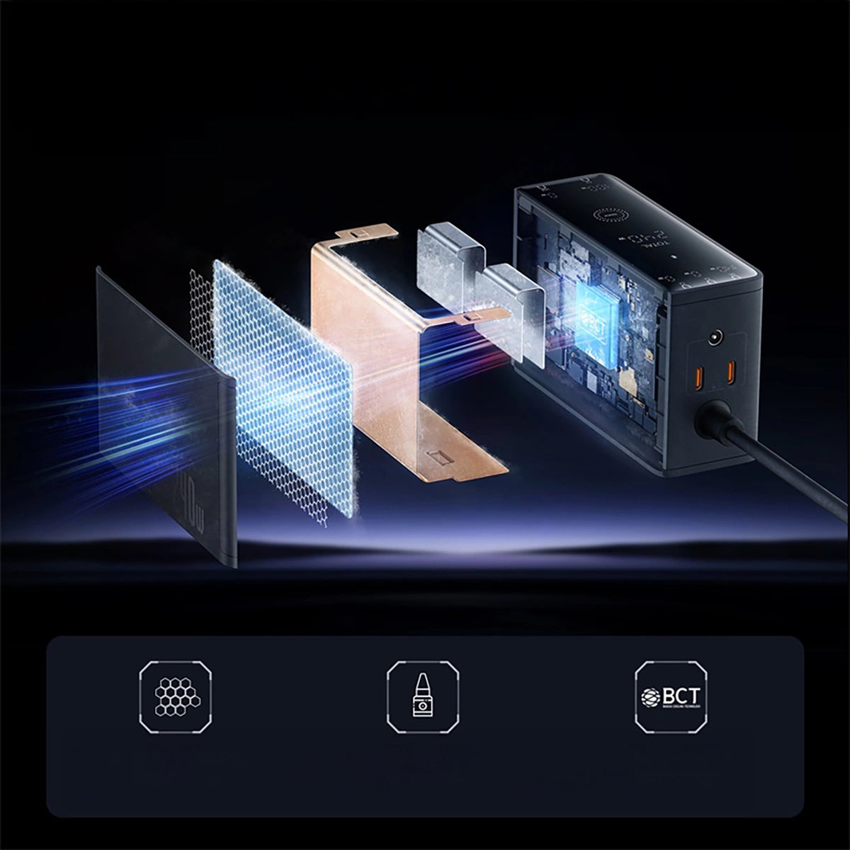 Ładowarka sieciowa Baseus Digital GaN 3xUSB-C 1xUSB-A 240W z - czarna – zdjęcie 13