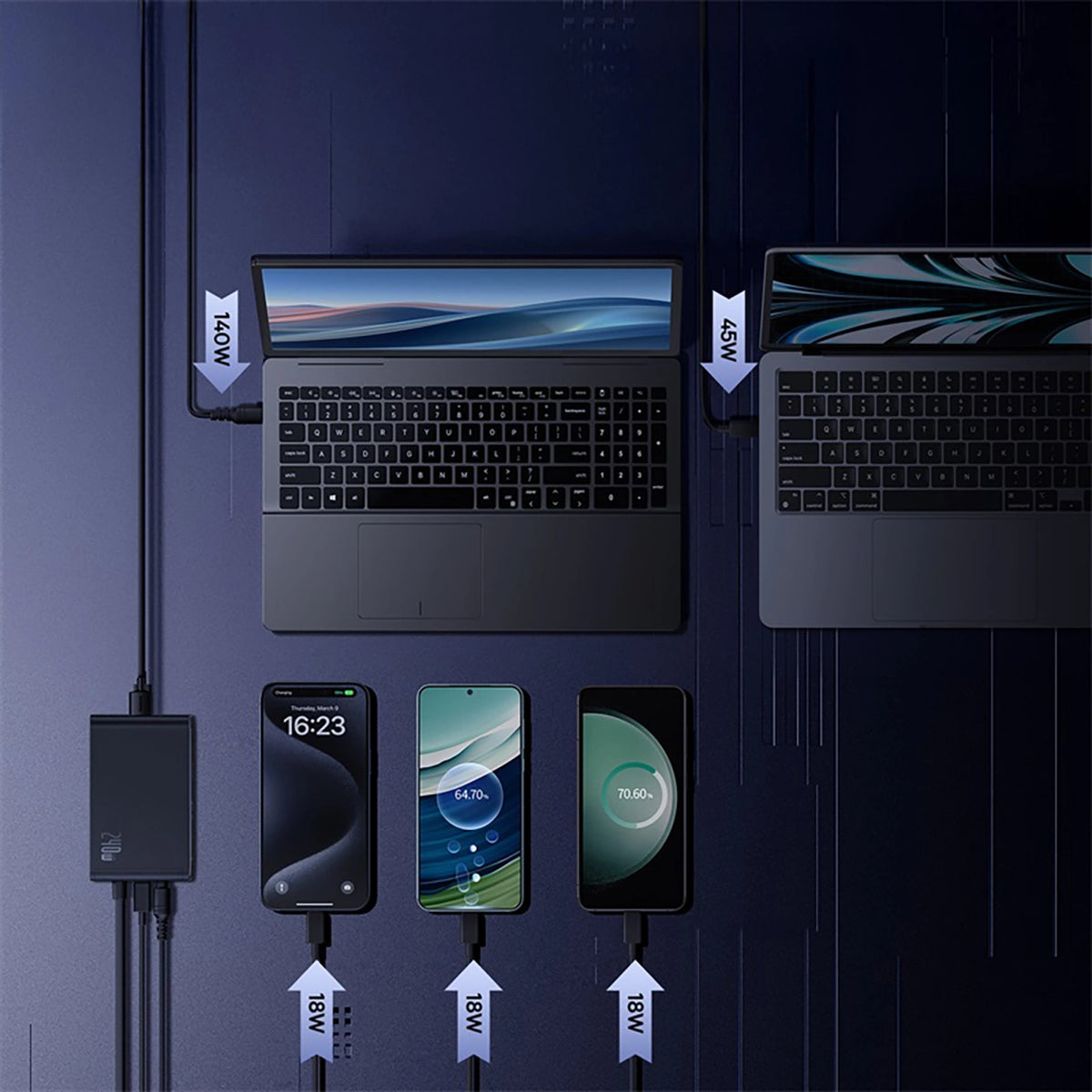 Ładowarka sieciowa Baseus Digital GaN 3xUSB-C 1xUSB-A 240W z - czarna – zdjęcie 14