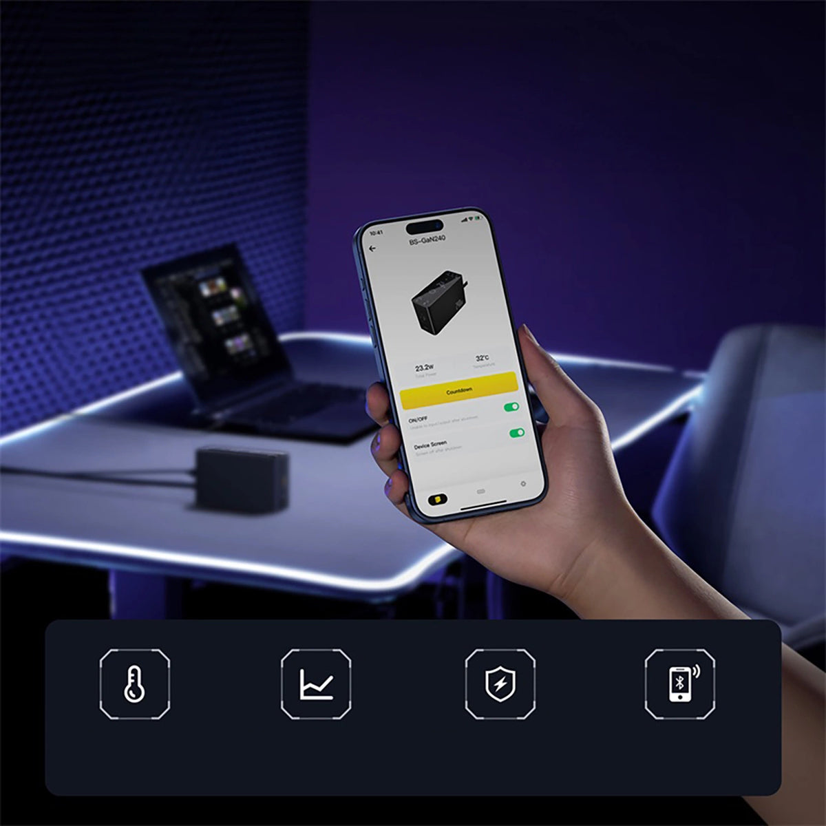 Ładowarka sieciowa Baseus Digital GaN 3xUSB-C 1xUSB-A 240W z - czarna – zdjęcie 15