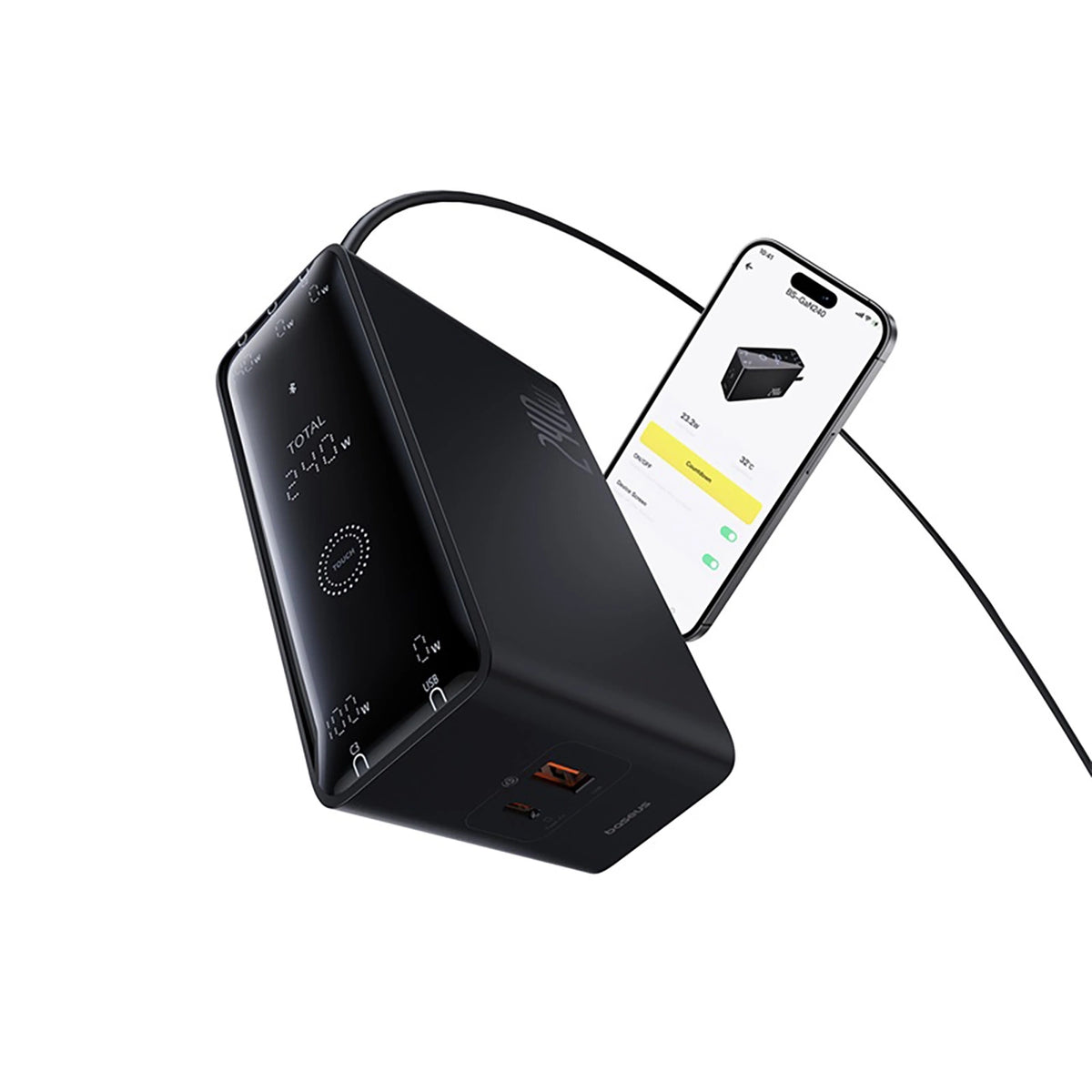 Ładowarka sieciowa Baseus Digital GaN 3xUSB-C 1xUSB-A 240W z - czarna – zdjęcie 2