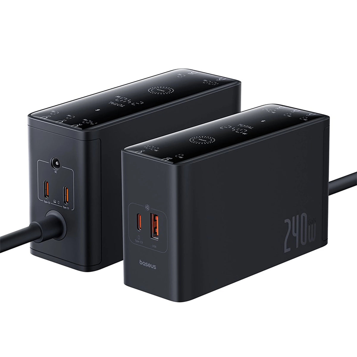 Ładowarka sieciowa Baseus Digital GaN 3xUSB-C 1xUSB-A 240W z - czarna – zdjęcie 3