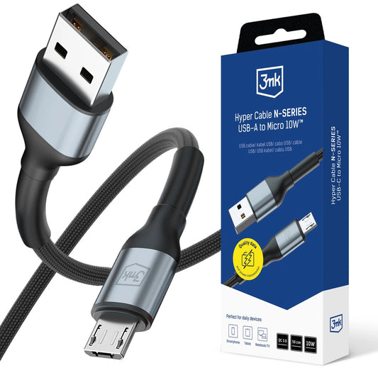 Kabel 3mk Hyper Cable N-SERIES USB-A / MicroUSB 50cm QC 3.0 5V/2A - czarny