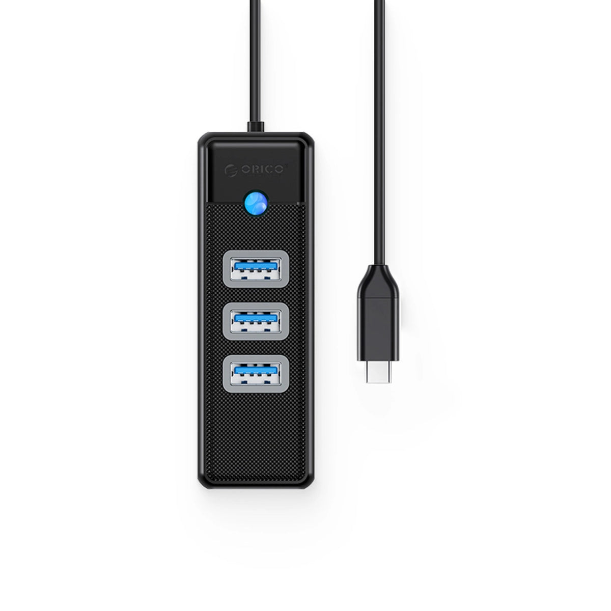 Hub USB Orico PW3UR25-C3 4-portowy 3x USB-A 3.0 1x RJ45 2.5G - czarny – zdjęcie 2