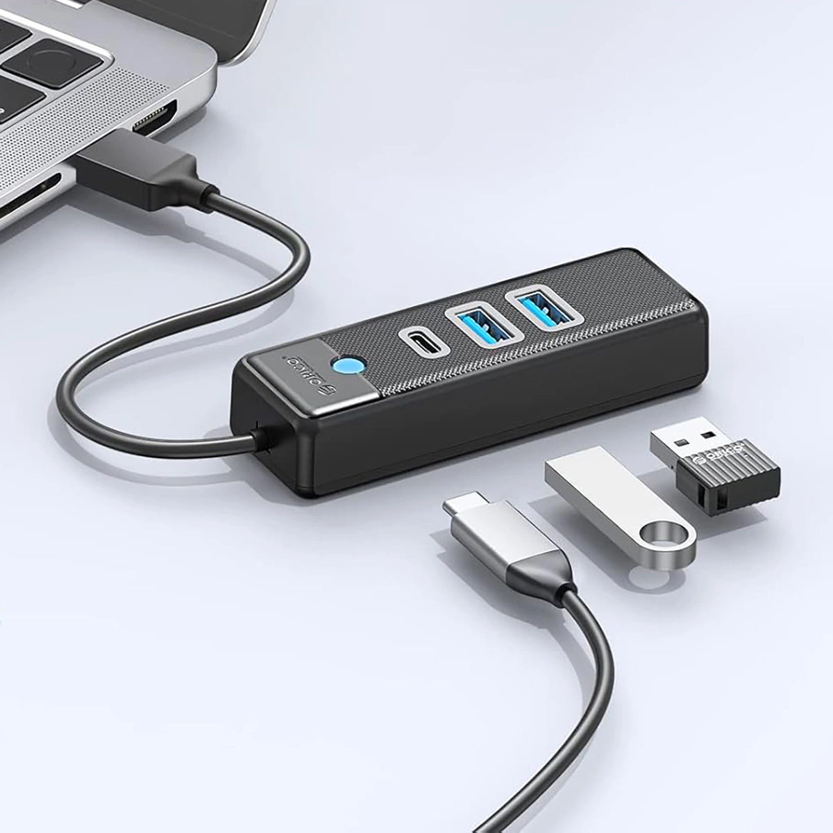 Hub USB Orico PWC2U-U3 3-portowy 2x USB-A 3.0 1x USB-C 3.0 0,15 m - czarny – zdjęcie 2