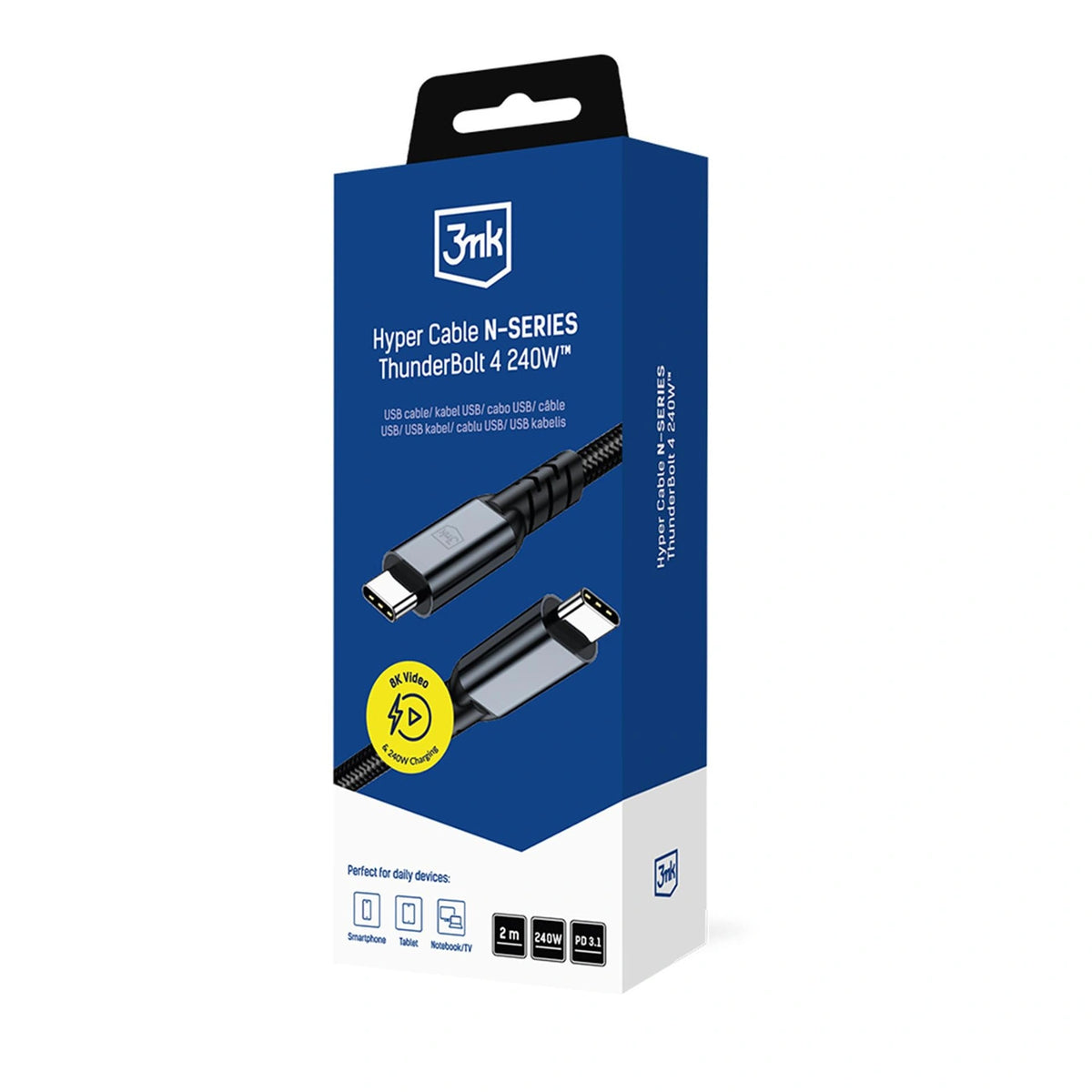 Kabel 3mk Hyper Cable N-SERIES USB-C / USB-C Thunderbolt 4 2m 48V - czarny – zdjęcie 8