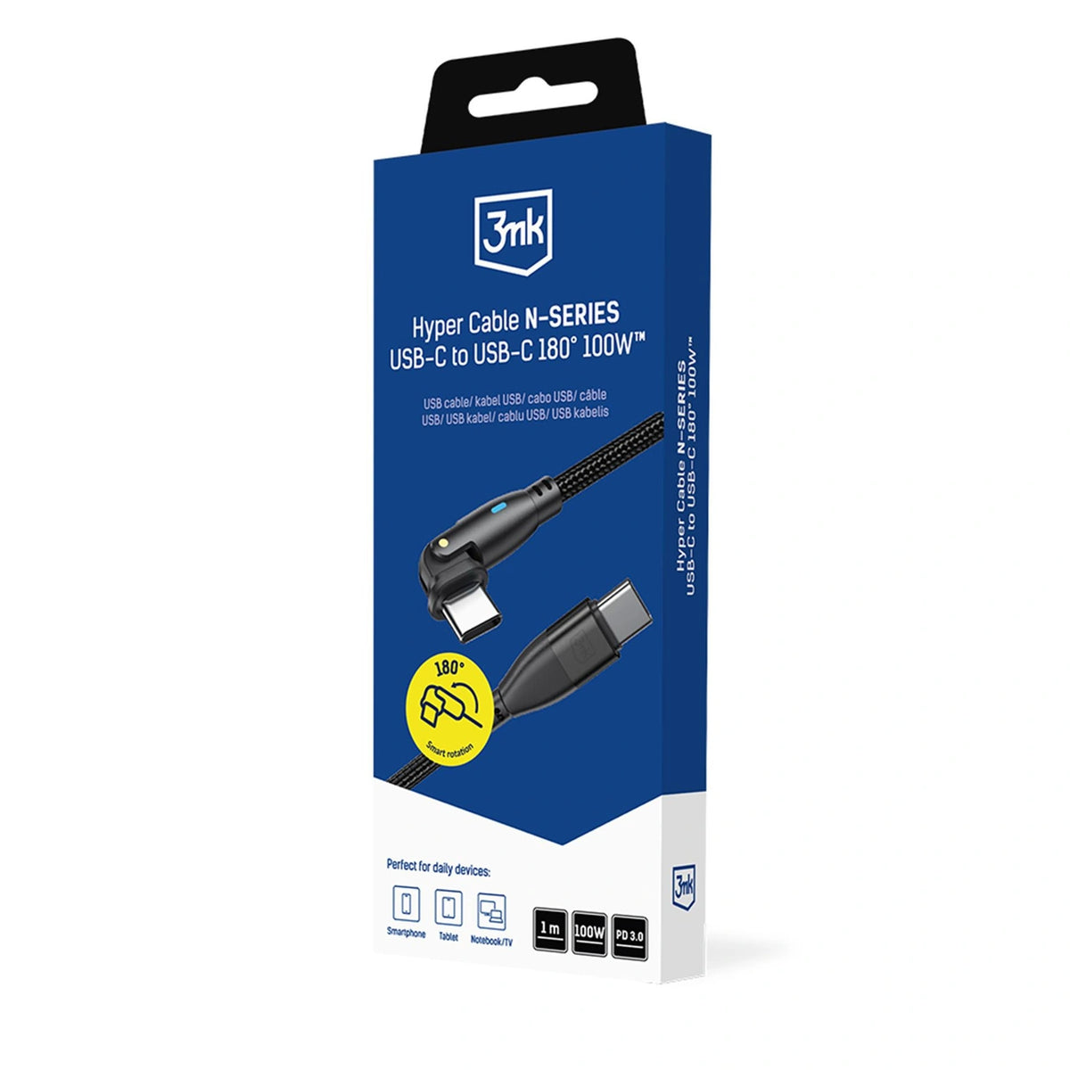 Kabel 3mk Hyper Cable N-SERIES USB-C / USB-C 1m PD 3.0 QC 3.0 20V - czarny – zdjęcie 8