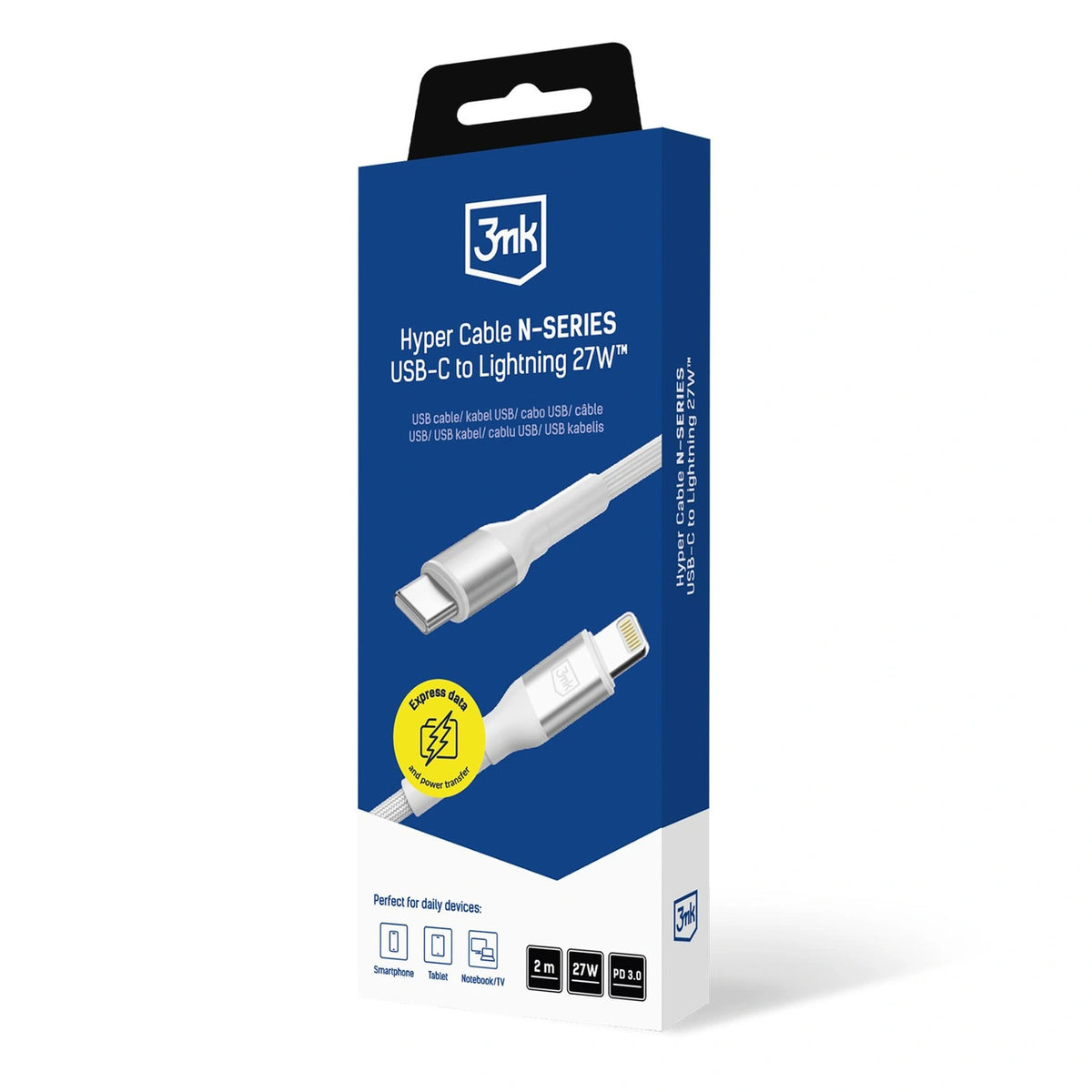 Kabel 3mk Hyper Cable N-SERIES USB-C / Lightning 2m PD 3.0 9V / 3A - biały – zdjęcie 8
