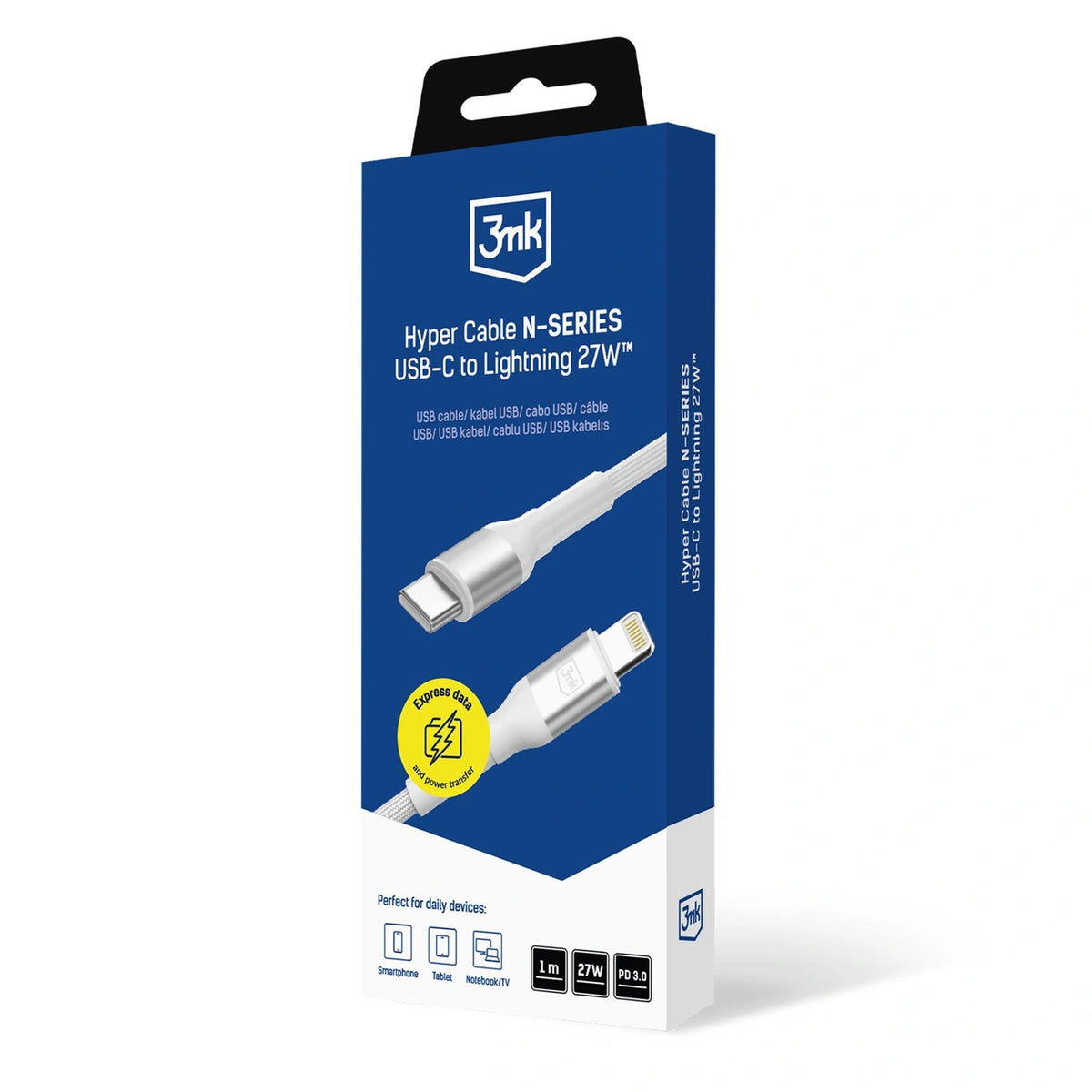 Kabel 3mk Hyper Cable N-SERIES USB-C / Lightning 1m PD 3.0 9V / 3A - biały – zdjęcie 8