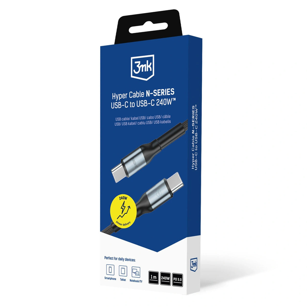 Kabel 3mk Hyper Cable N-SERIES USB-C / USB-C 1m PD 3.0 QC 3.0 48V - czarny – zdjęcie 8